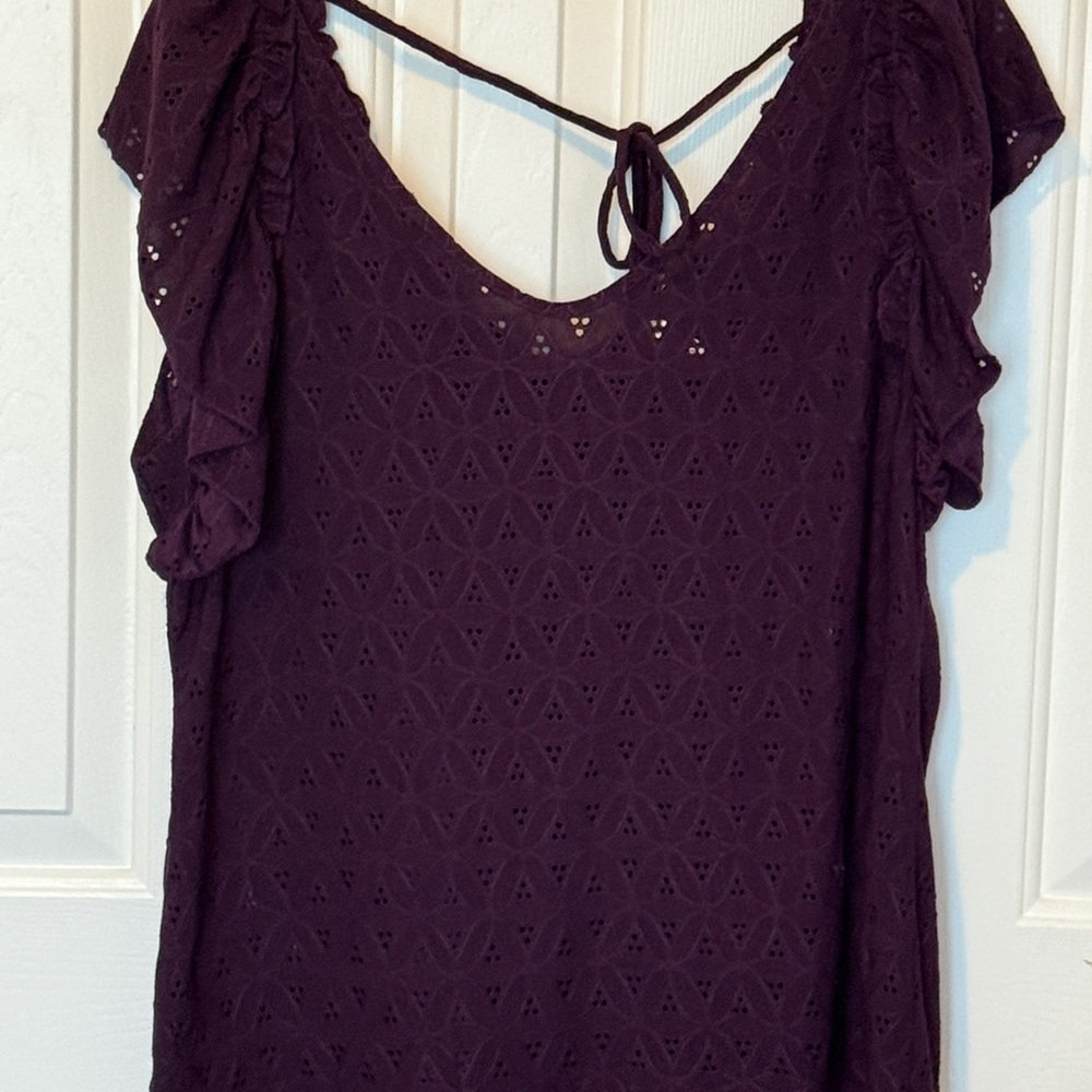 PerSeption Concept Deep Purple Eyelet Blouse